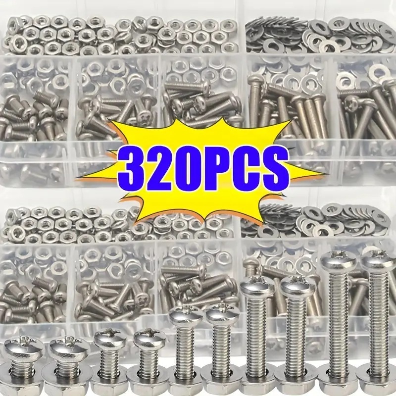 320PCS Hex Nuts & Bolts Set M2 - огляд і ціна Furniture Hardware Repair